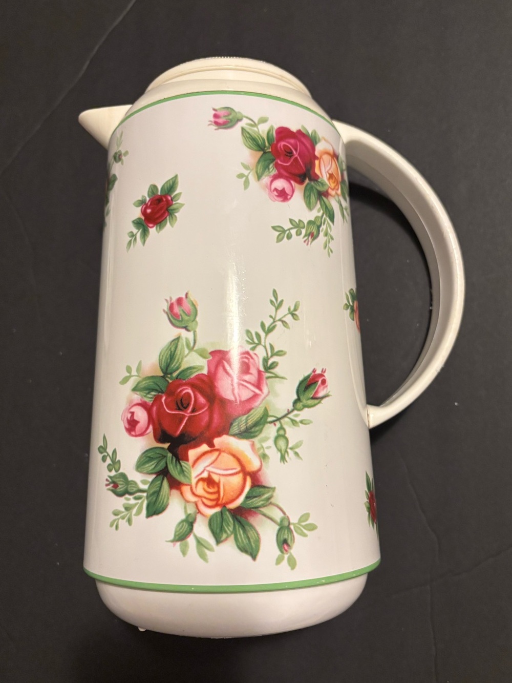 Vintage Insulated Thermal Pitcher / Coffee Carafe - Chintz Rose Pattern